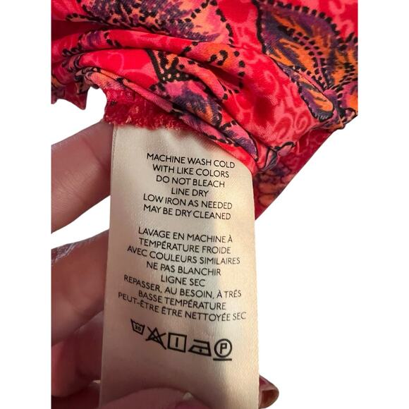 NWT Free People Top Women’s M Red Orange Floral Cropped Blouse Fall Colors - Picture 13 of 13